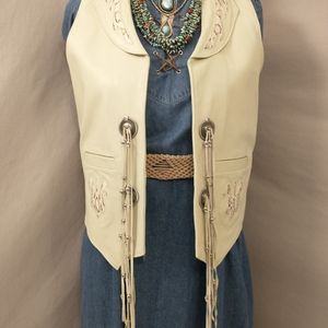 Arturo Leather Vest Southwestern Artisan w/ Lizard